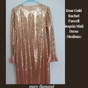 Rose Gold Rachel Parcell Sequin Midi Dress (Medium)